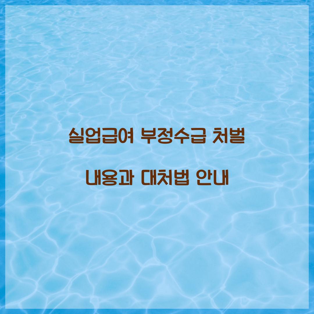 실업급여 부정수급 처벌