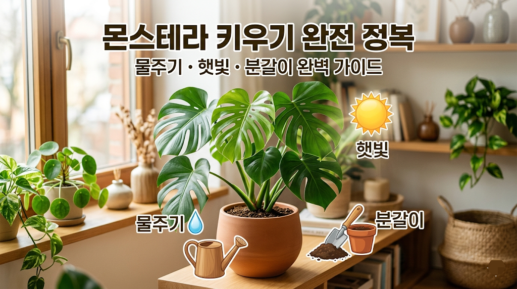 몬스테라 키우기 완전 정복 (물주기, 햇빛, 분갈이)