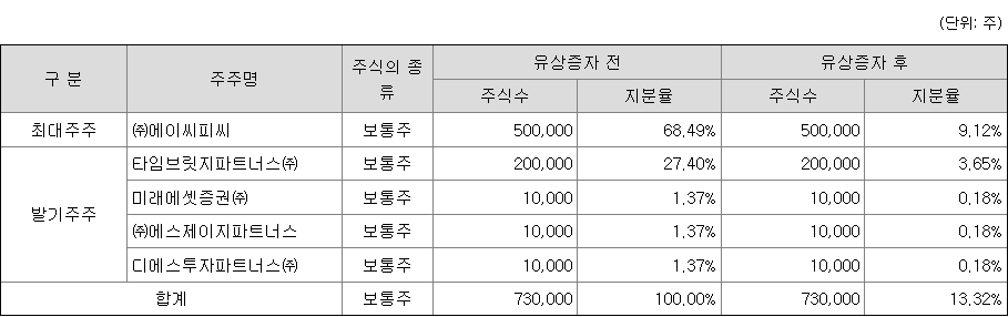 미래에셋비전스팩5호 최대주주