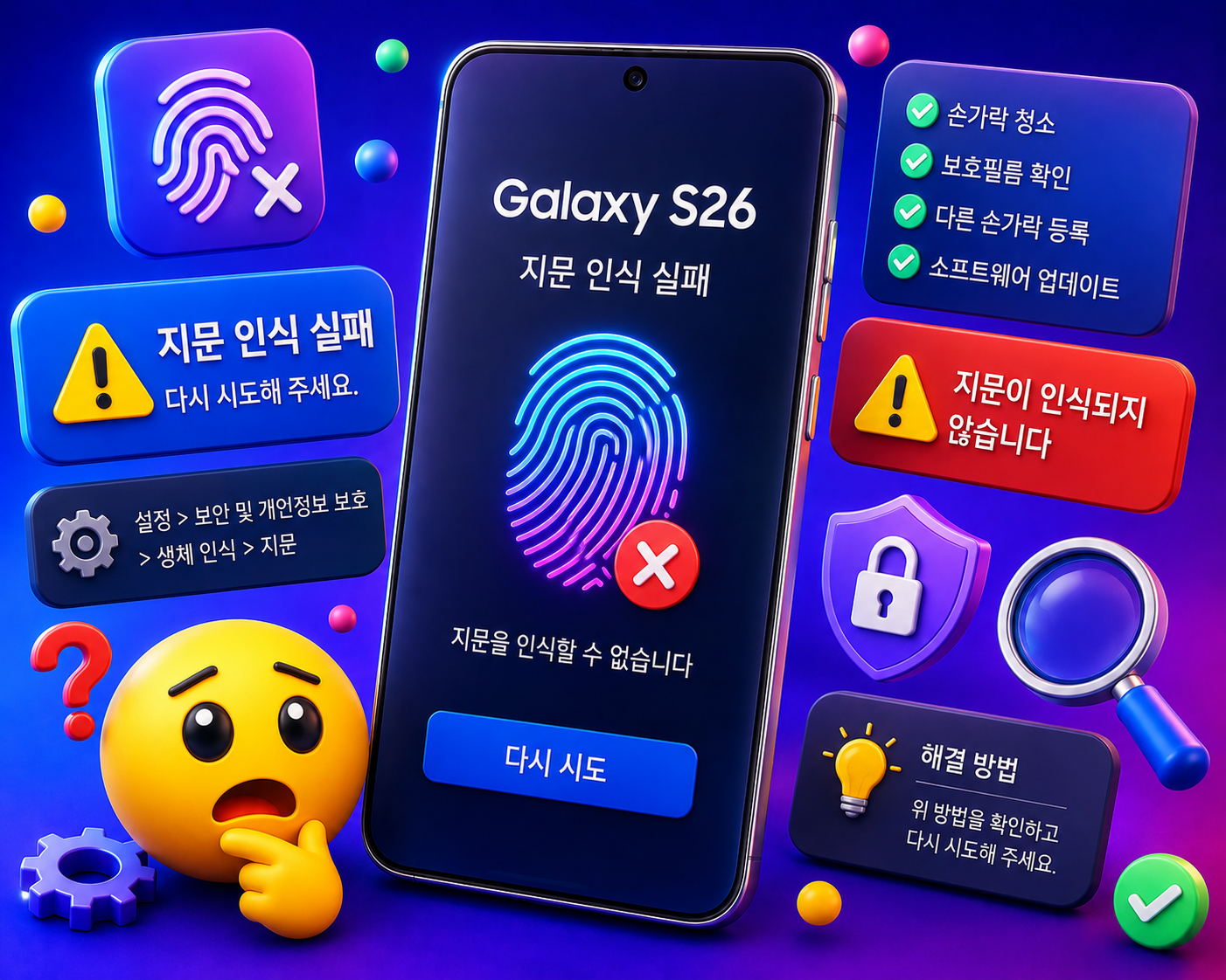 갤럭시 S26 지문인식 안됨 해결방법 총정리 인식 오류 등록 오류