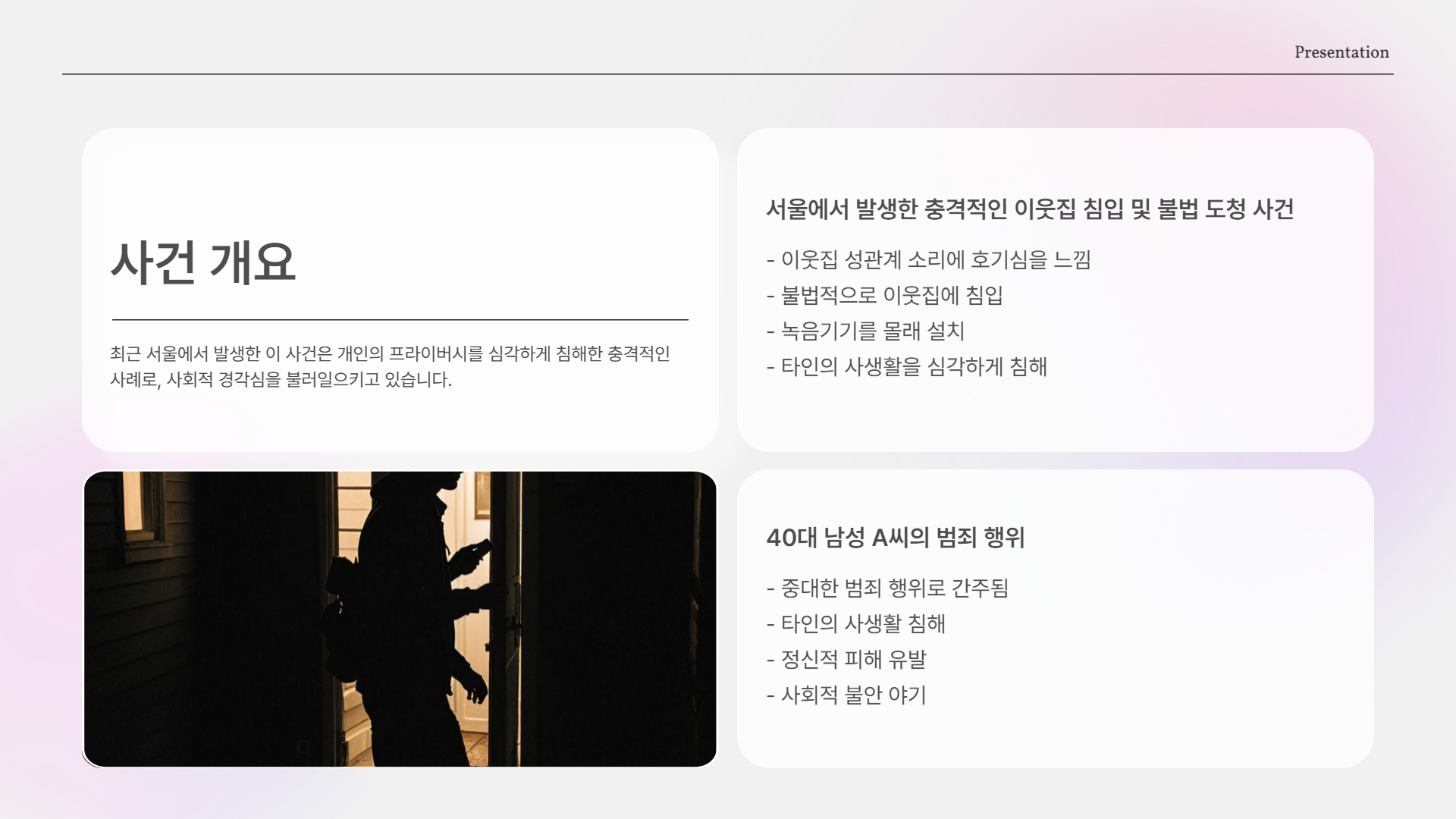 서울서 벌어진 이웃집 침입 및 불법 도청