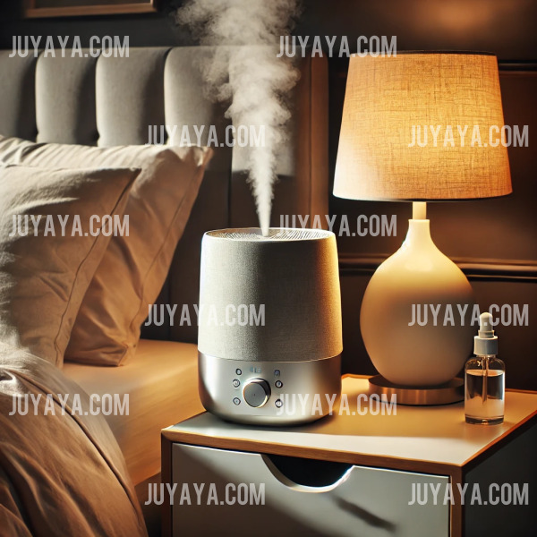 침실에 놓인 저소음 초음파 가습기