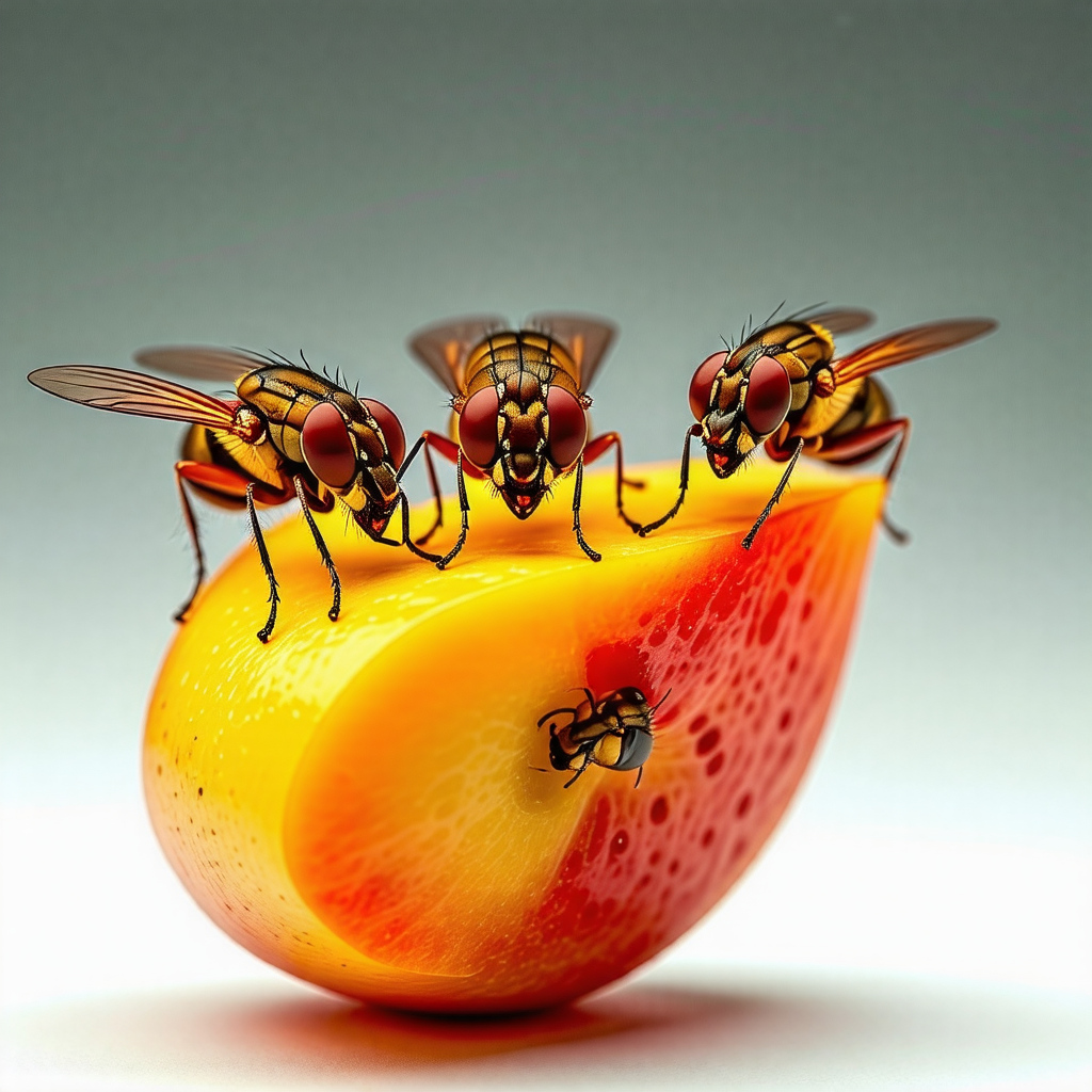 과일 위에 앉은 초파리