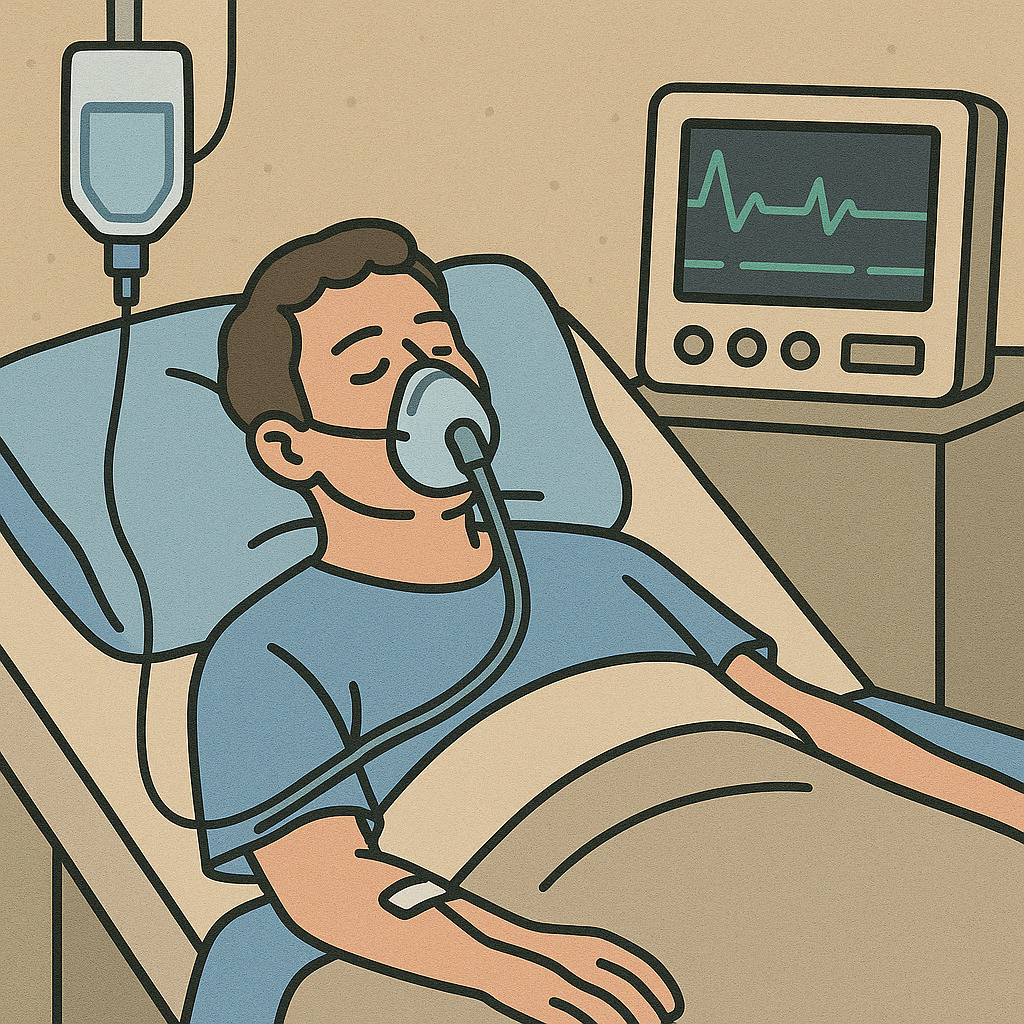 중환자실에 누워있는 남자