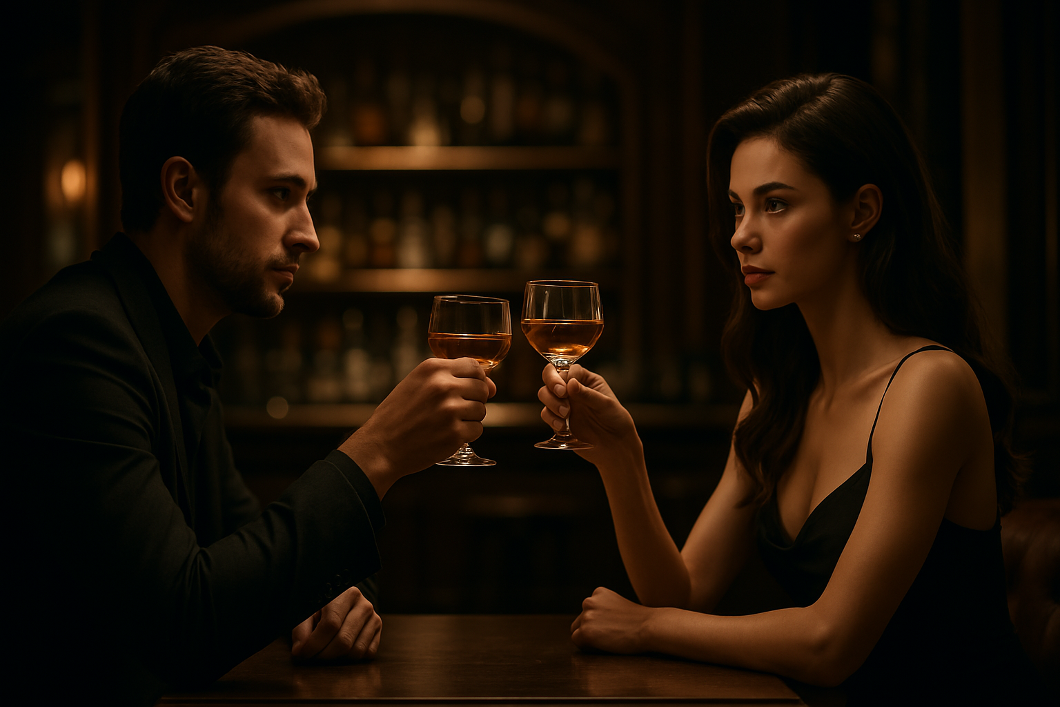 술을 먹고잇는 남녀. 술이 쎄지기 위해 토론중