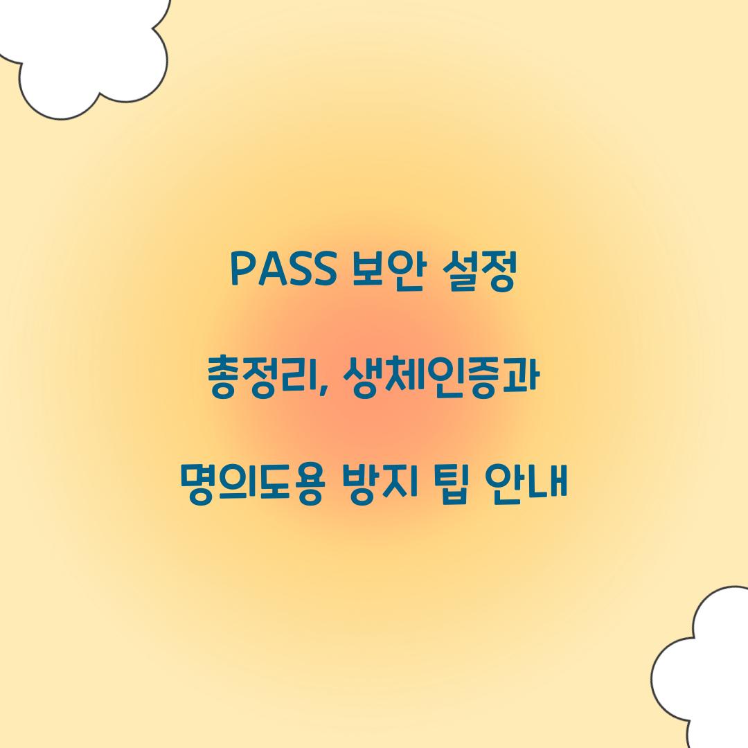 PASS 보안 설정 총정리: 명의도용 방지부터 생체인증까지