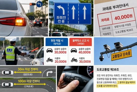 좌회전 깜빡이 방향지시등 범칙금