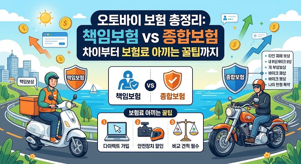 오토바이 보험 총정리: 책임보험 vs 종합보험 차이부터 보험료 아끼는 꿀팁까지
