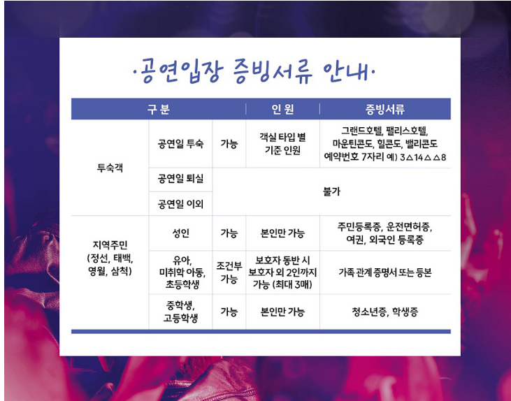 신•구 트로트 스타의 콘서트 공연입장 증빙서류 안내