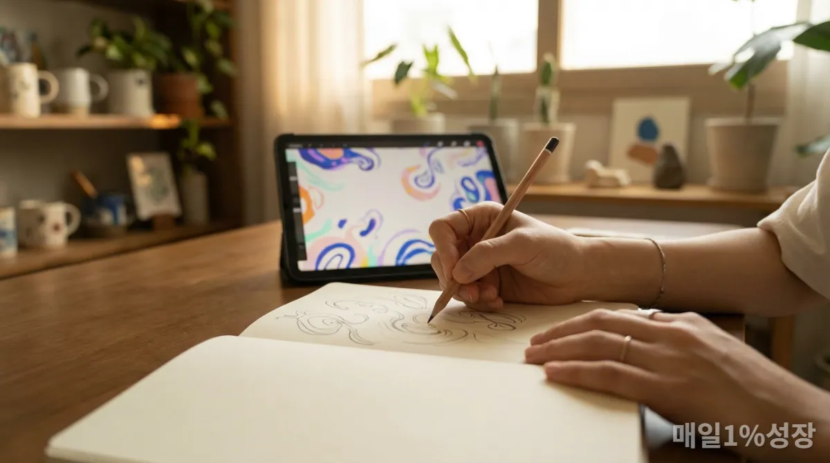 AI 시대에 창의성을 발휘하는 한국 여성의 손