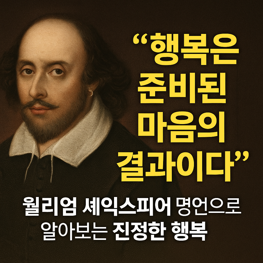 "행복은 준비된 마음의 결과이다"-윌리엄 셰익스피어