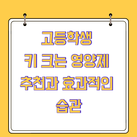 고등학생 키 크는 영양제 추천과 효과적인 습관