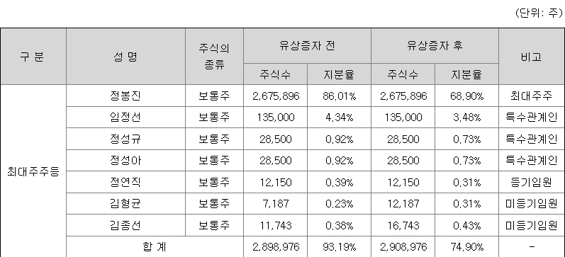 케이엔에스 최대주주