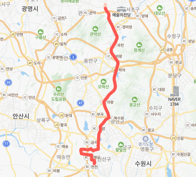 과천-서울-수원-의왕-7800번-버스-노선-지도