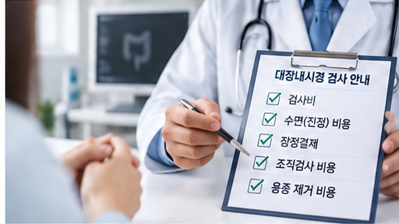 수면 대장내시경 검사 비용과 장정결제 조직검사 용종 제거 비용 확인