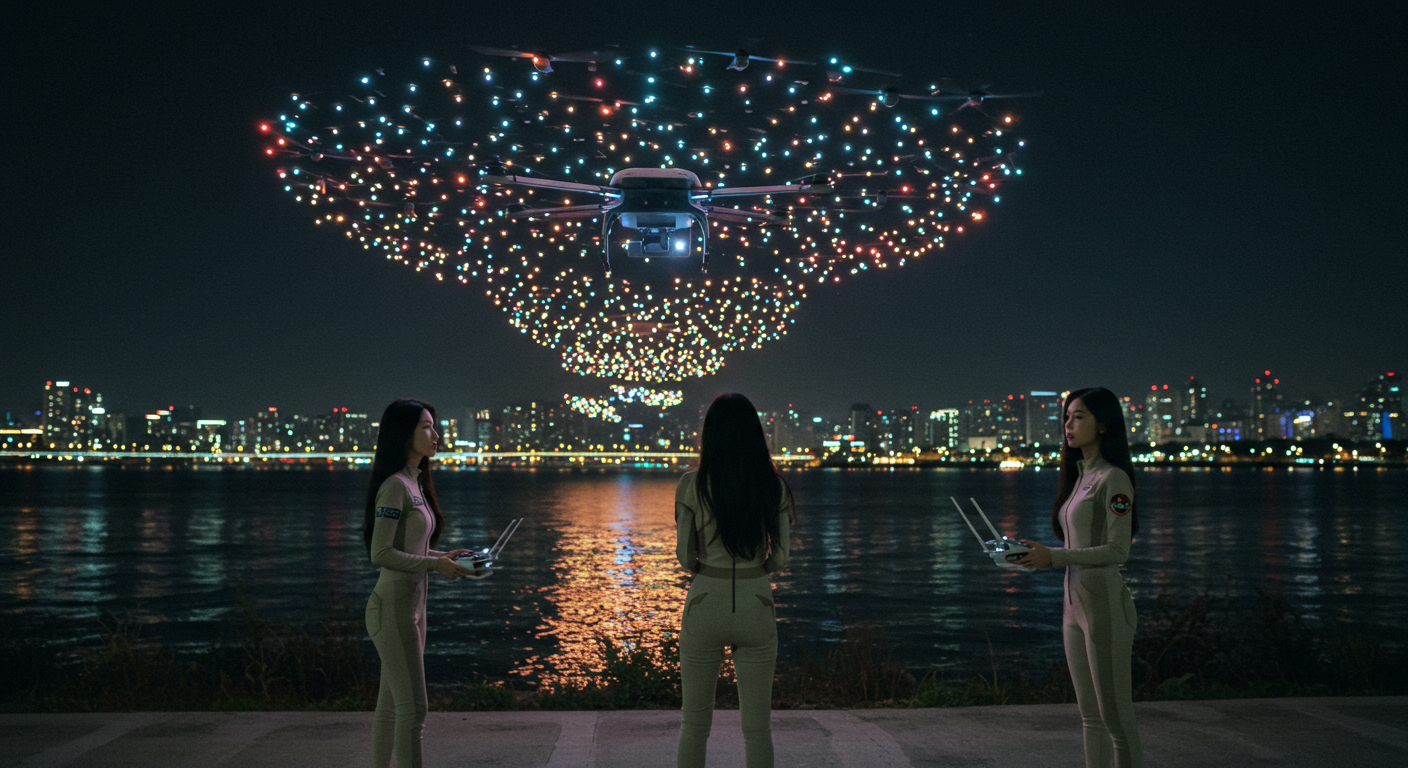 드론 조종중인 여성들