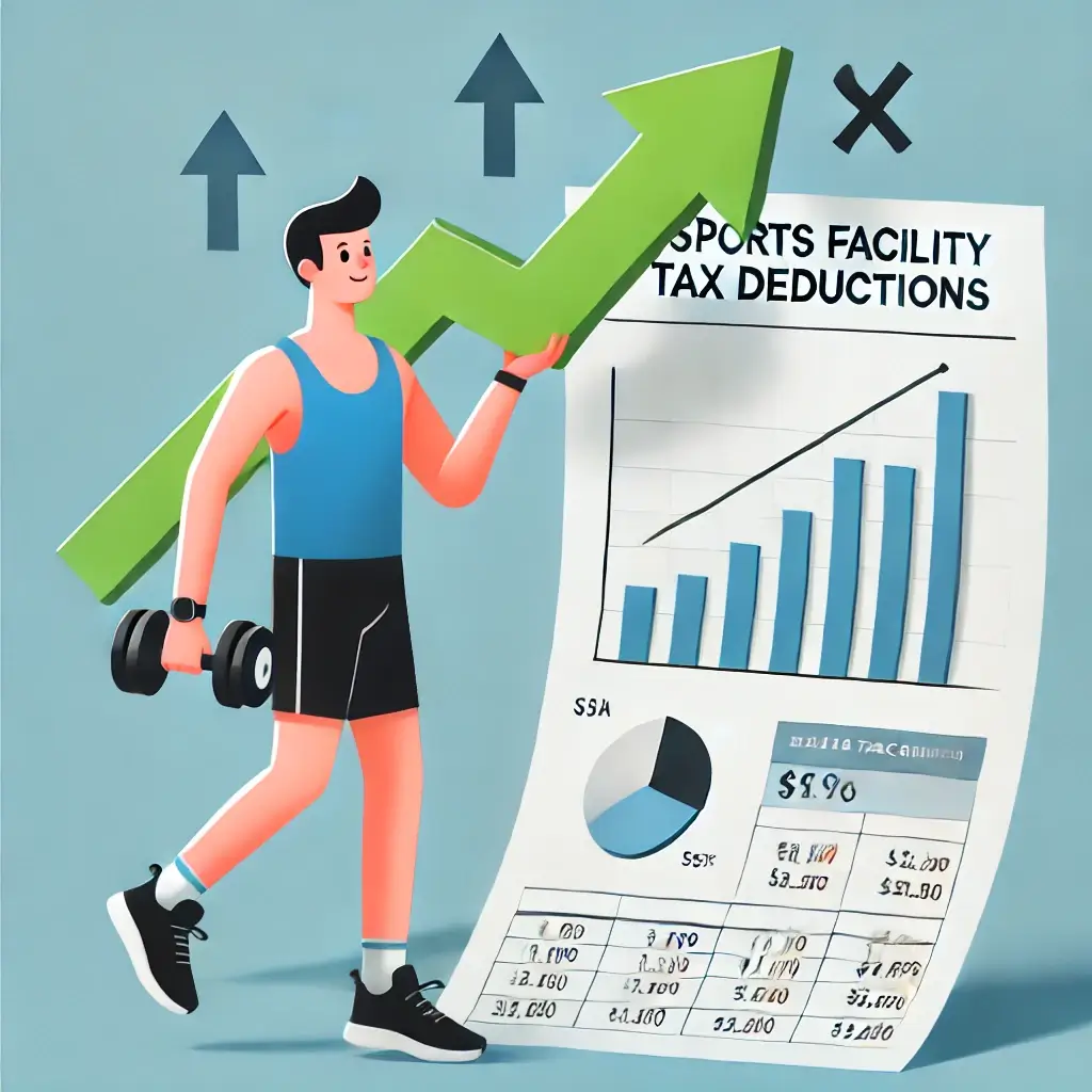 체육시설 소득공제 혜택과 운동의 이점을 나타내는 일러스트.