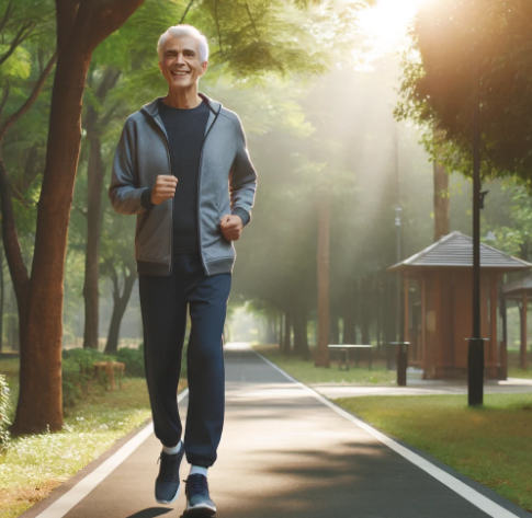 운동을 하고 있는 노인