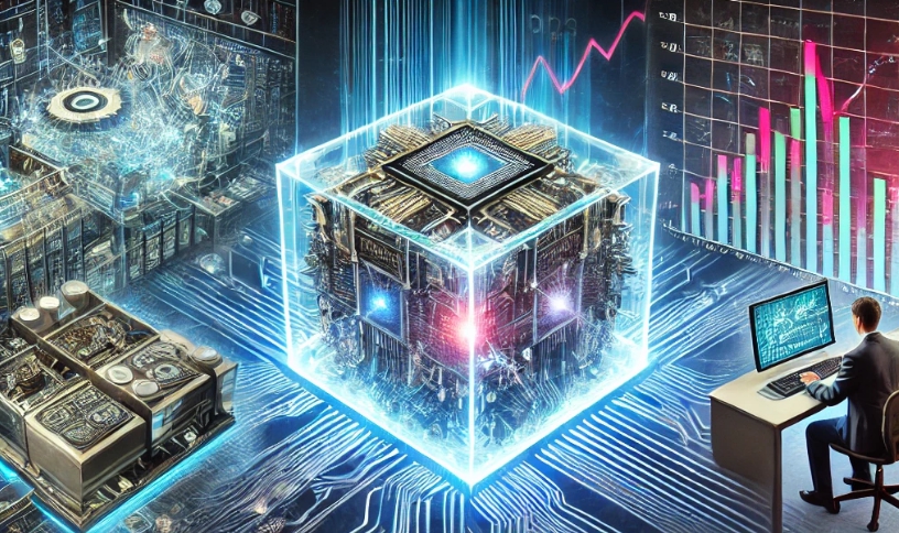 양자컴퓨터와 관련된 미래지향적인 그림