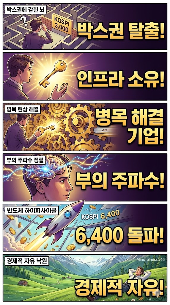 반도체 하이퍼사이클과 부의 증식 메커니즘을 요약한 6컷 만화