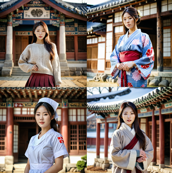 와일드 카드를 적용한,의상에 대한 변화 4가지 이미지