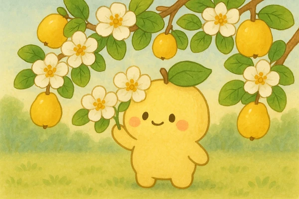 봄바람 속 모과나무 꽃