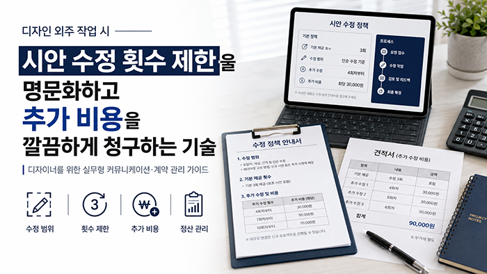 디자인 외주 작업 시 시안 수정 횟수 제한을 명문화하고 추가 비용을 깔끔하게 청구하는 기술
