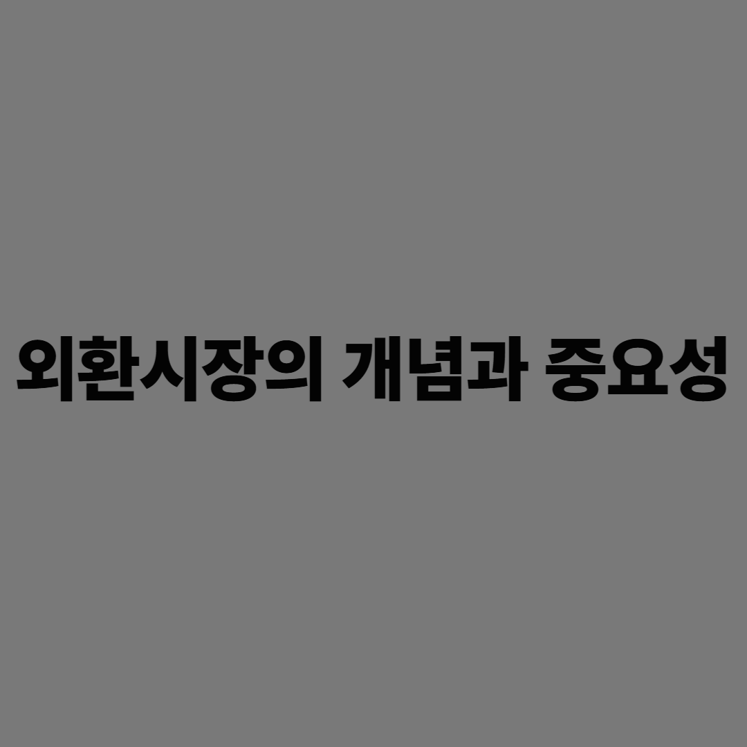 외환시장의 개념과 중요성