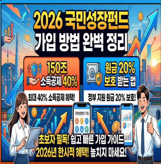 2026 국민성장펀드 가입 방법 완벽 정리 - 소득공제 40% 원금 20% 보전 구조와 5년 환매 제한 비상장 첨단산업 투자 유의사항 총정리