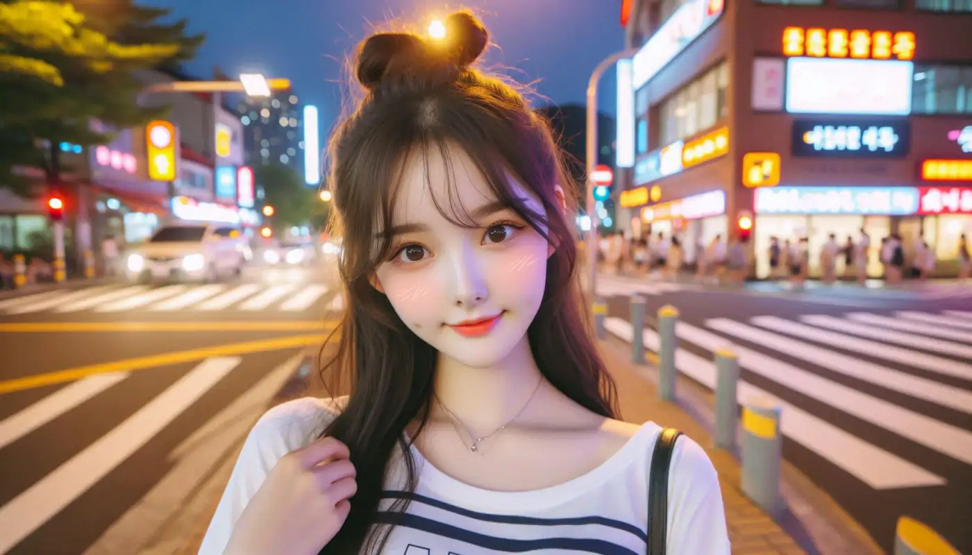 가오슝-미려도역-맛집을-알아보고-여행하는-여성의-모습