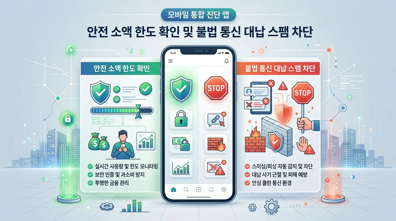 모바일 통합 진단 앱 안전 소액 한도 확인 및 불법 통신 대납 스팸 차단