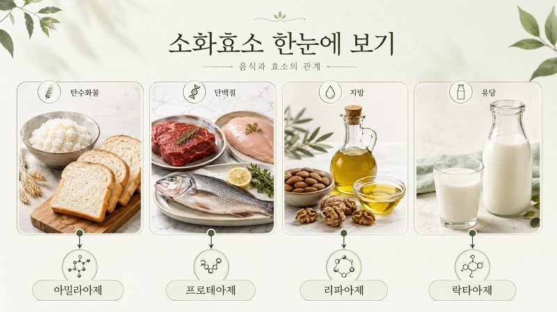 탄수화물 단백질 지방 유당을 분해하는 주요 소화효소의 종류와 역할