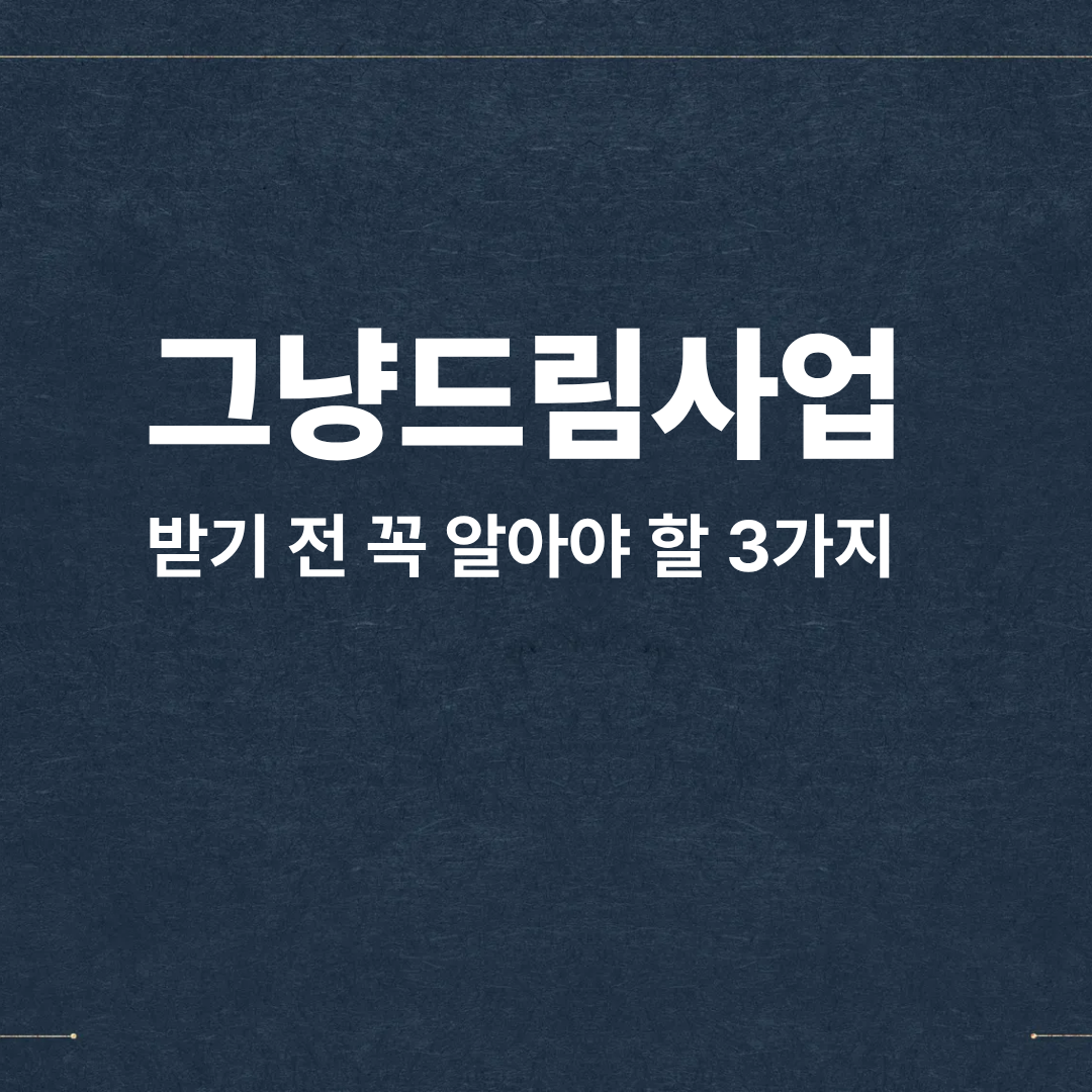 그냥드림사업을 받기 전 반드시 알아야 할 3가지 핵심 사항을 정리한 정보형 썸네일