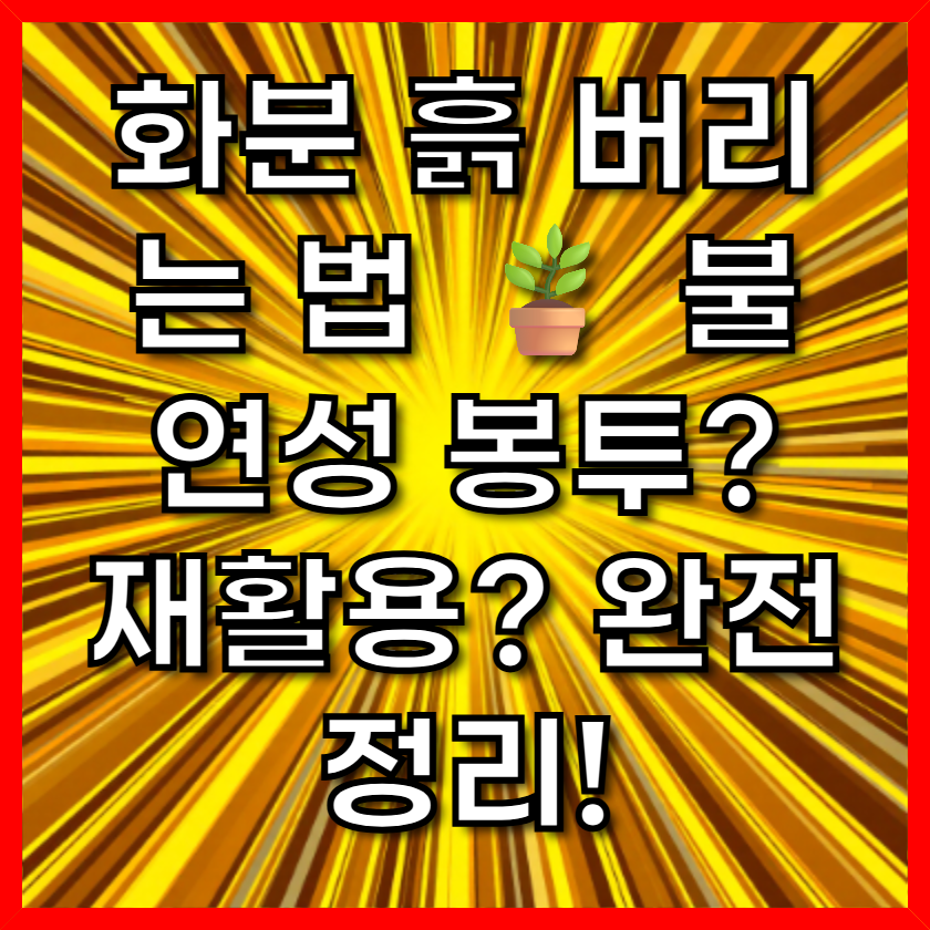 화분 흙 버리는 법 🪴 불연성 봉투? 재활용? 완전 정리!