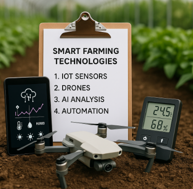 스마트팜 기술 장비들이 진열된 온실 내부 모습