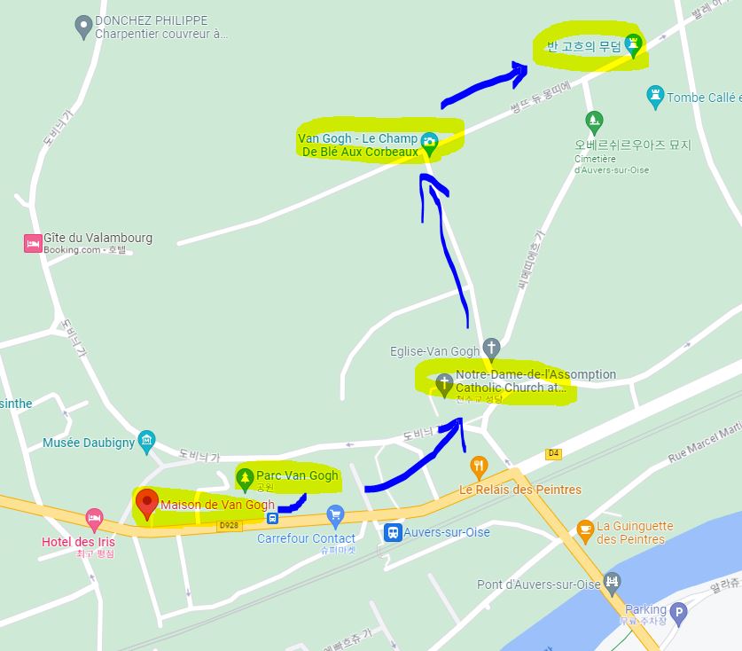 프랑스 오베르쉬르우아즈 지역 지도