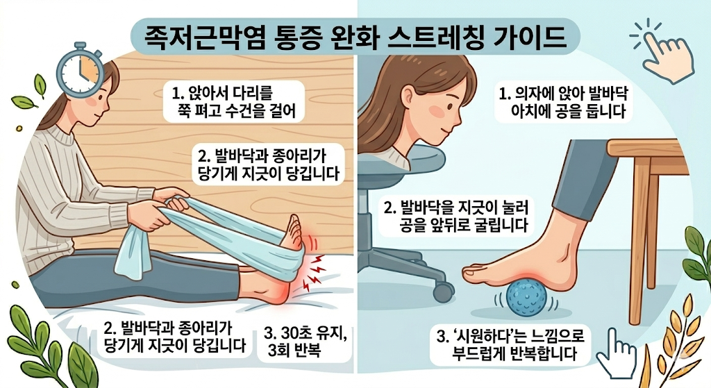 족저근막염 통증 완화 스트레칭 가이드