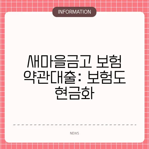 새마을금고 보험 약관대출: 보험도 현금화