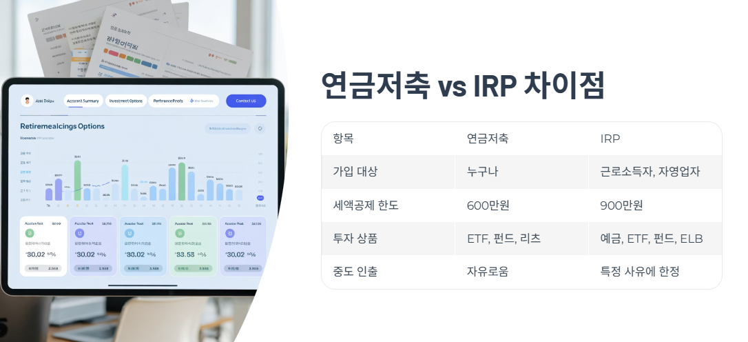 연금저축 vs IRP 차이점