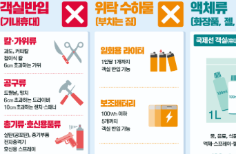 국내선 기내 반입 금지 물품 확인하기