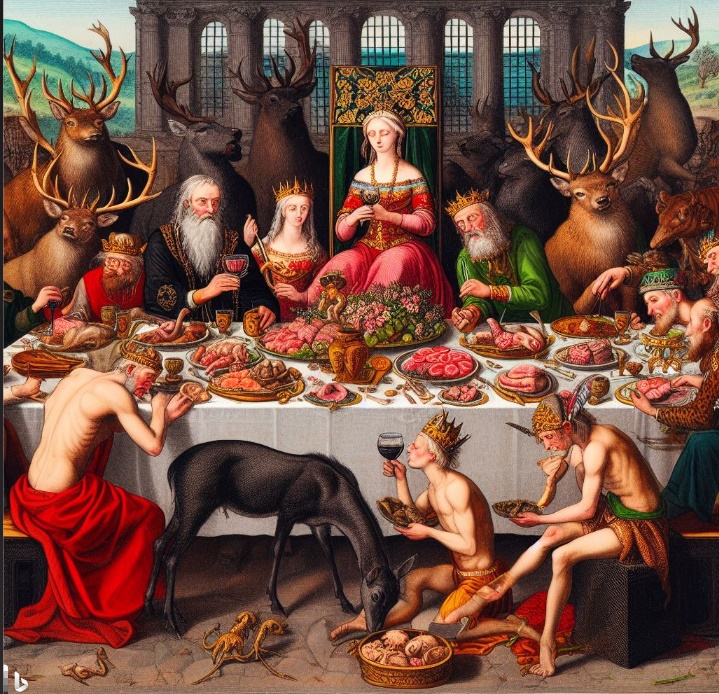 중세 시대의 계급별 음식 문화(made by Bing)