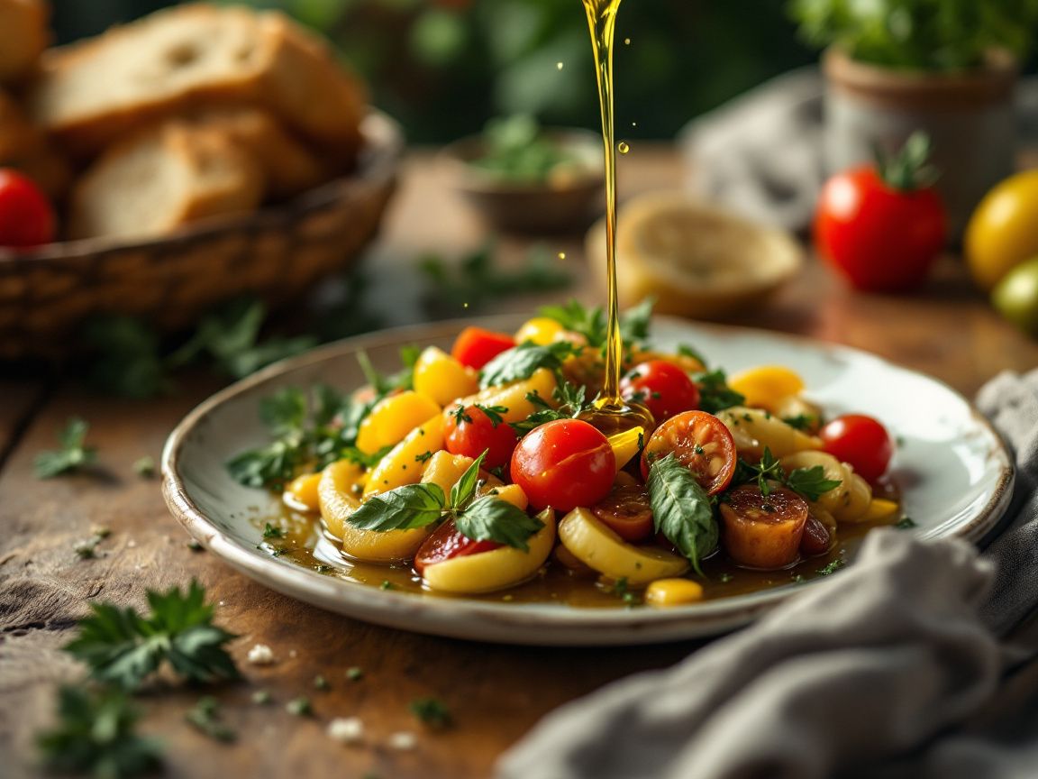 Healthy food is on a dish.