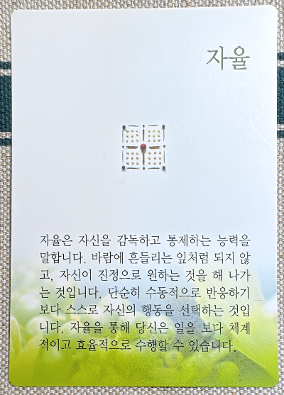 미덕의 보석함 비츄카드: 자율 Self-Discipline