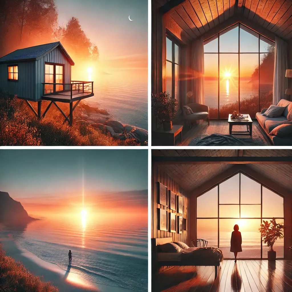 고요한-바다와-오렌지-빛-하늘의-일출-장면