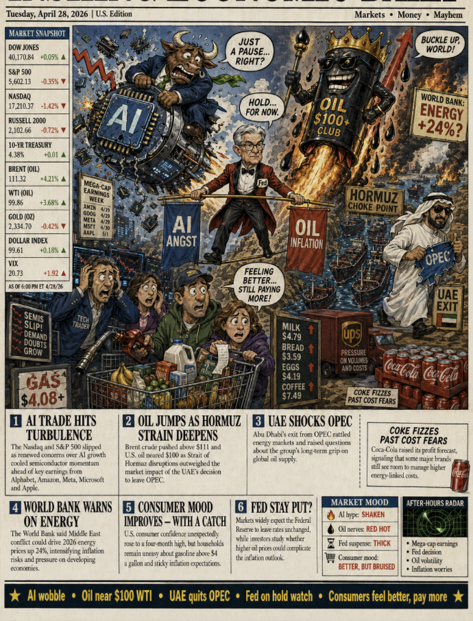 기술주 약세, 브렌트 7거래일 연속 상승 "유가가 다시 시장의 중심으로"