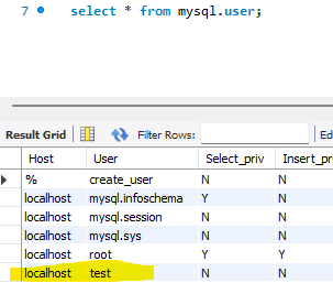CREATE USER 결과 확인