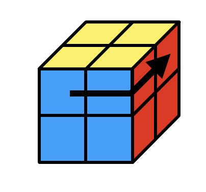 큐브의 윗 부분을 오른쪽으로 돌리는 그림