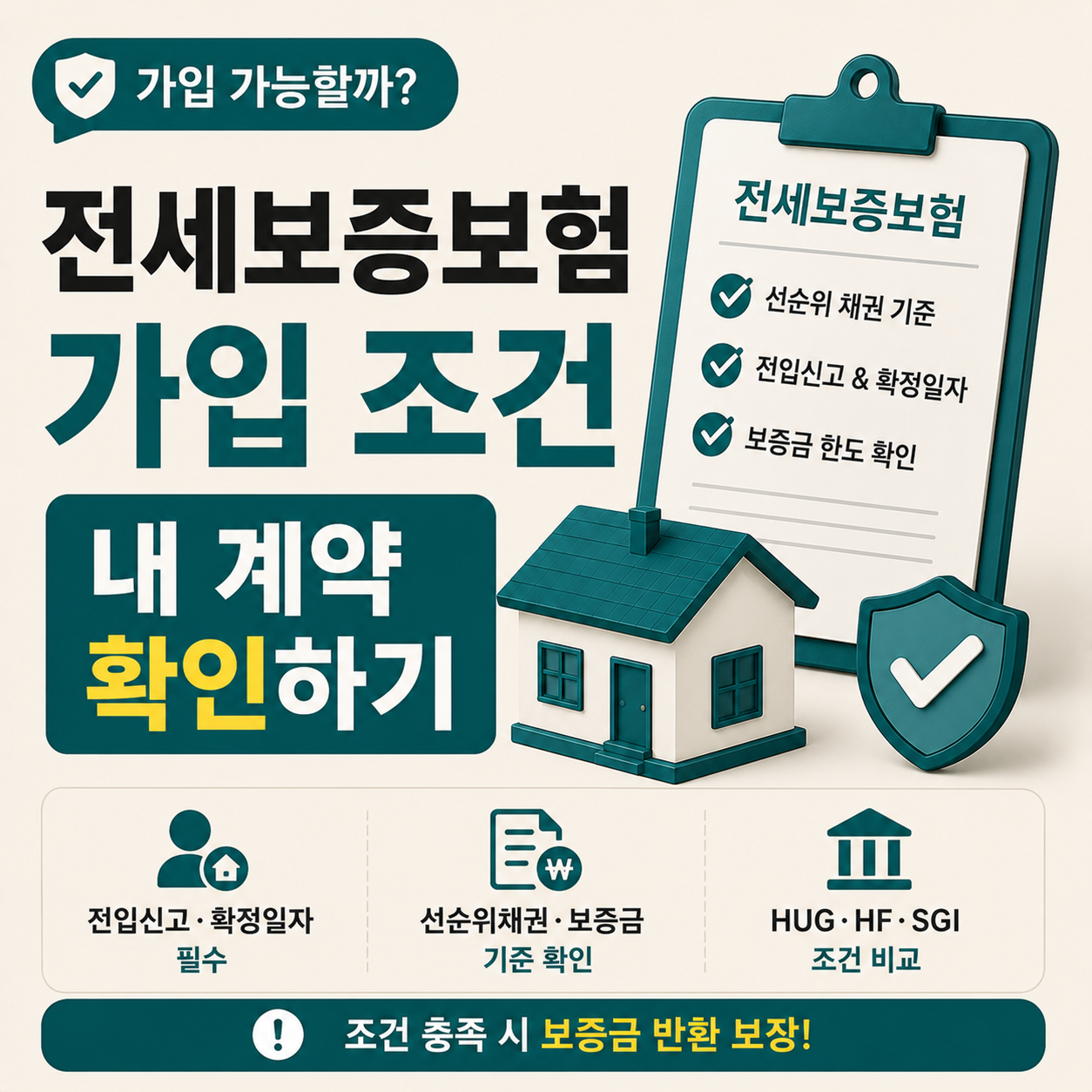 전세보증보험 가입 가능 여부 판단 기준 안내