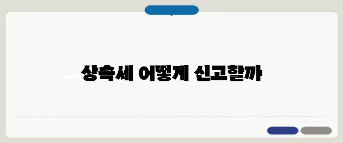 상속세 신고 절차와 납부 시기