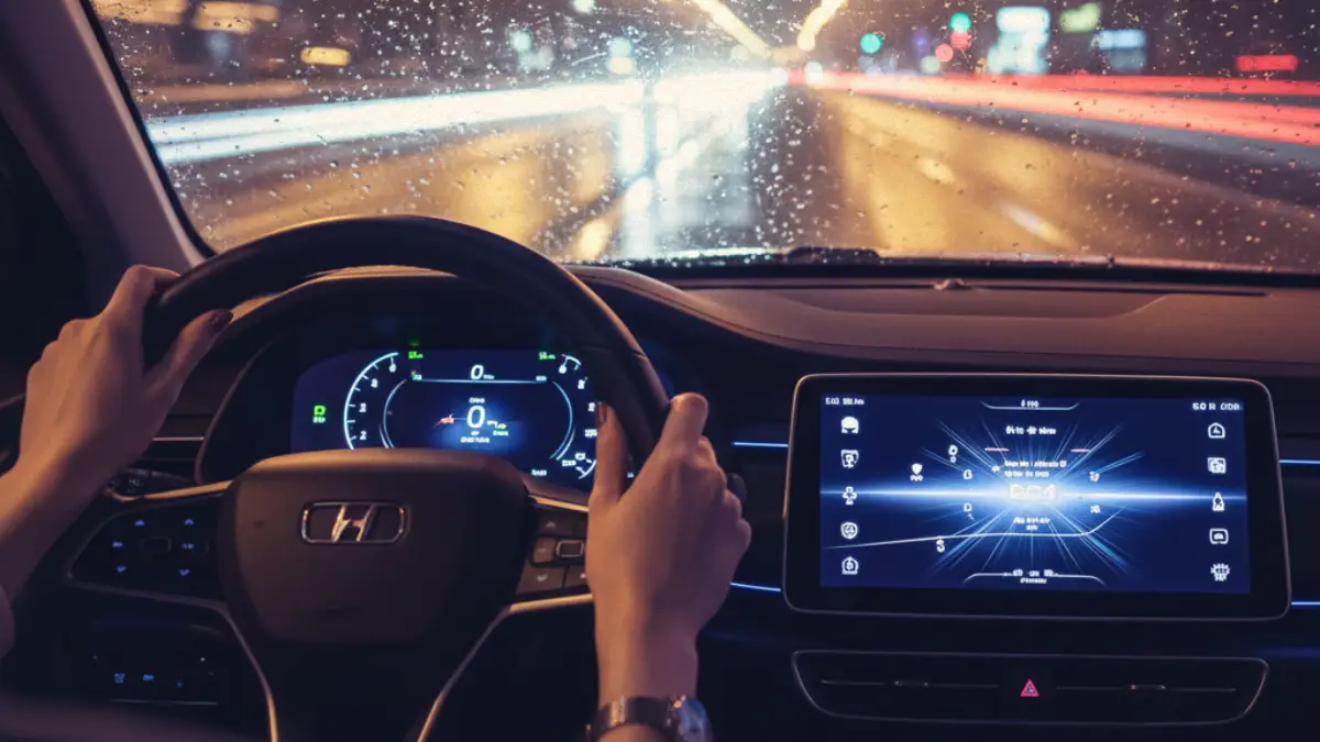 비오는 날 전기차 야간 드라이브, EV night driving in the rain
